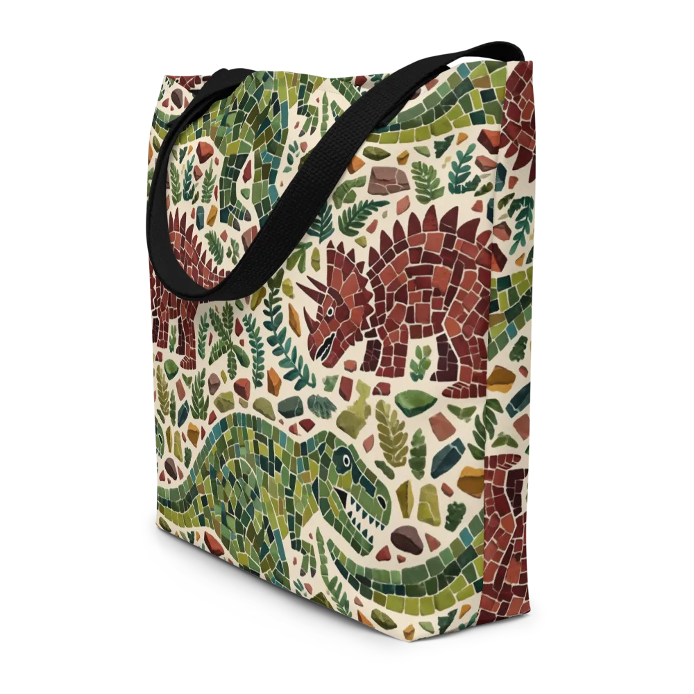 Mosaic Jurassic on Large Tote Bag W/ Pocket — Front