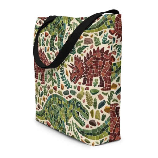 Mosaic Jurassic on a Large Tote Bag W/ Pocket