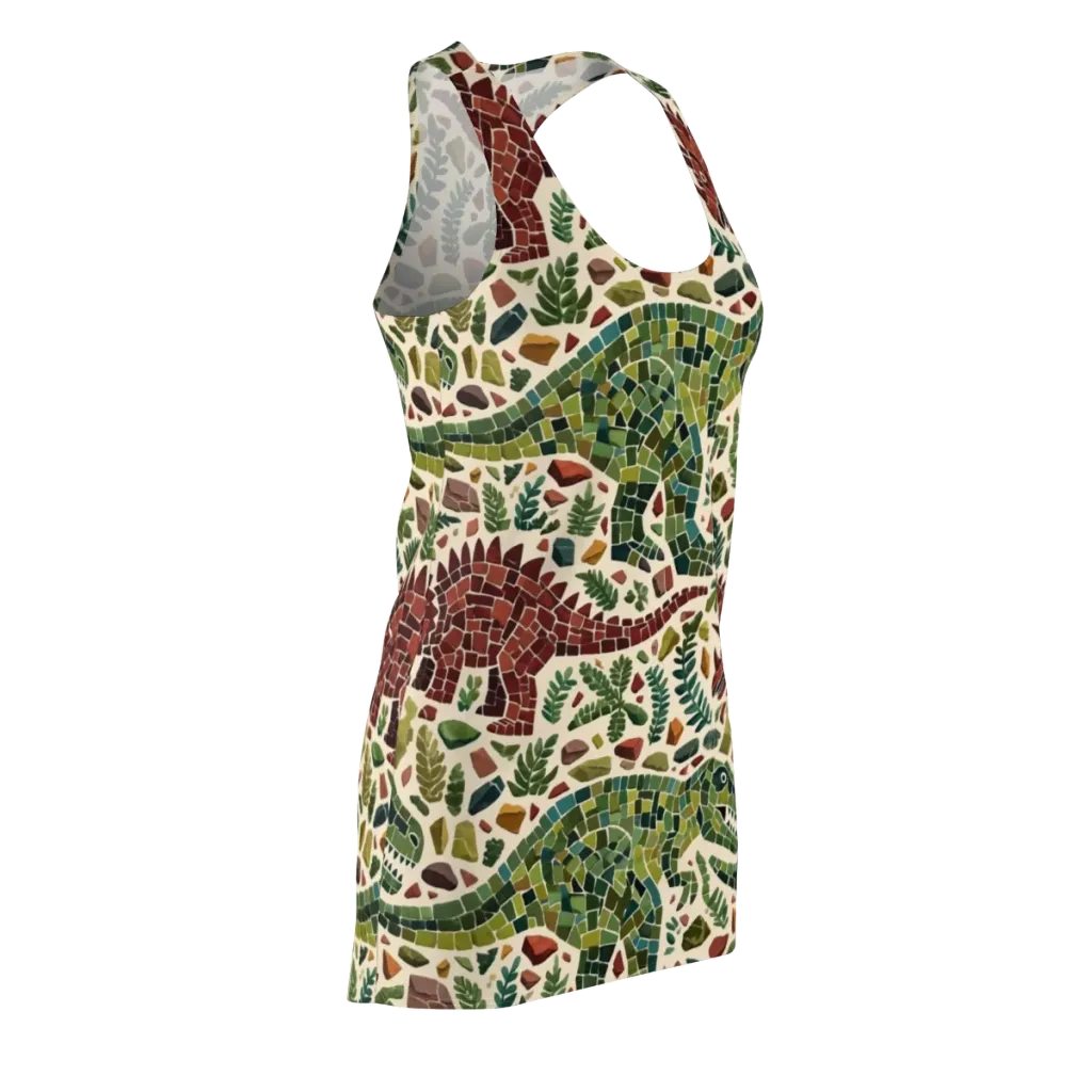 Mosaic Jurassic on Racerback Dress — Front Side