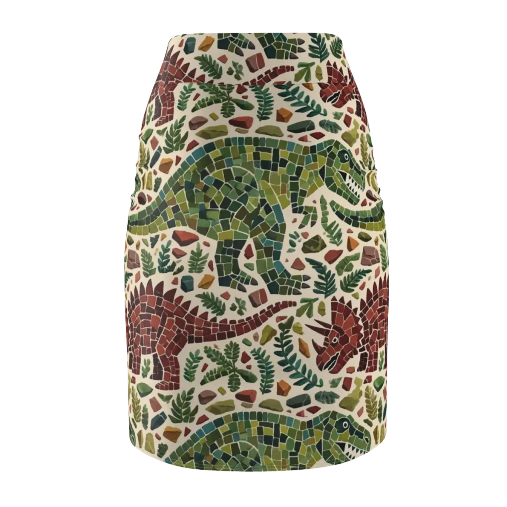 Mosaic Jurassic on Pencil Skirt — Back
