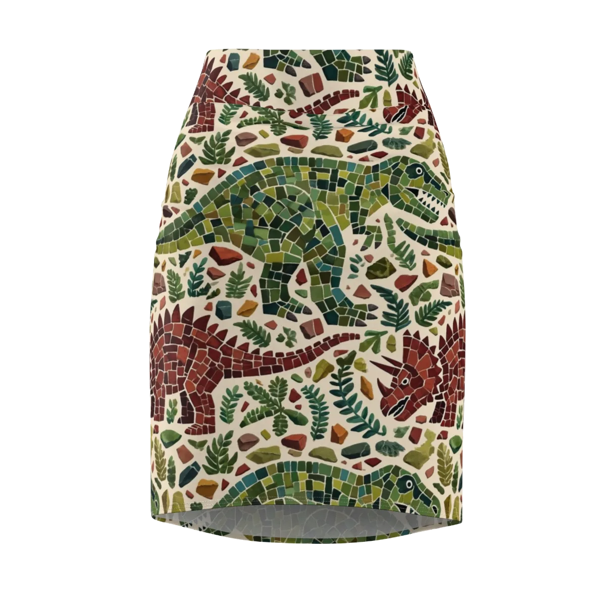 Mosaic Jurassic on Pencil Skirt — Front