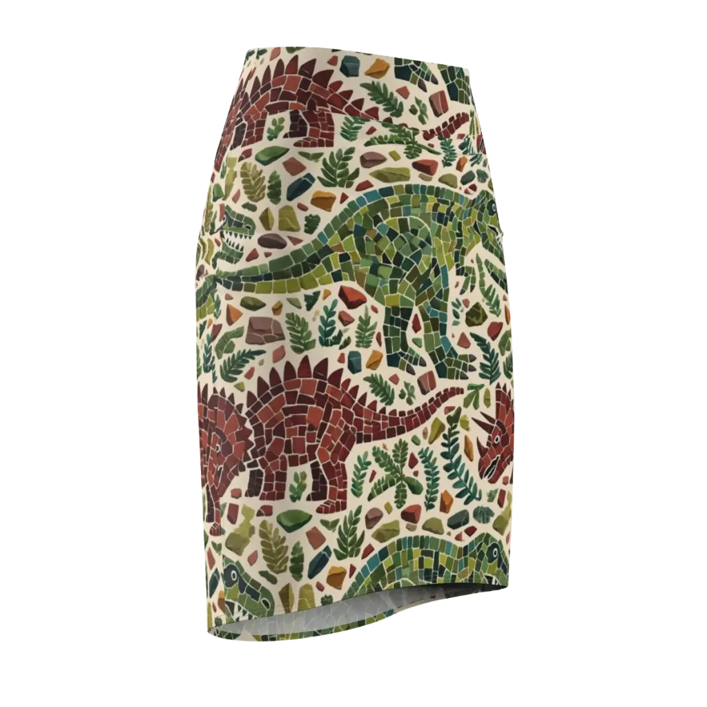 Mosaic Jurassic on Pencil Skirt — Front Side