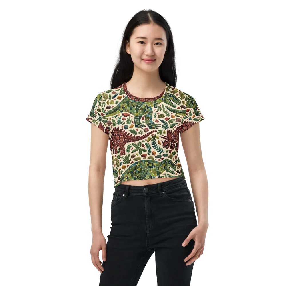 Mosaic Jurassic on Crop Tee — Front