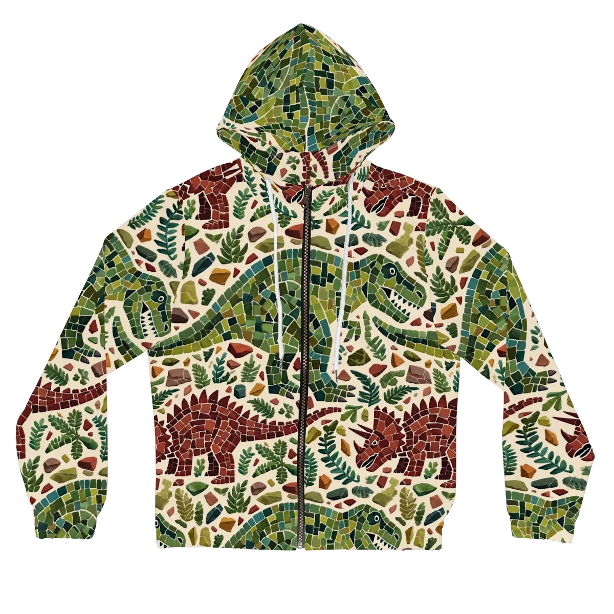 Mosaic Jurassic on Women's Full-Zip Hoodie — Front