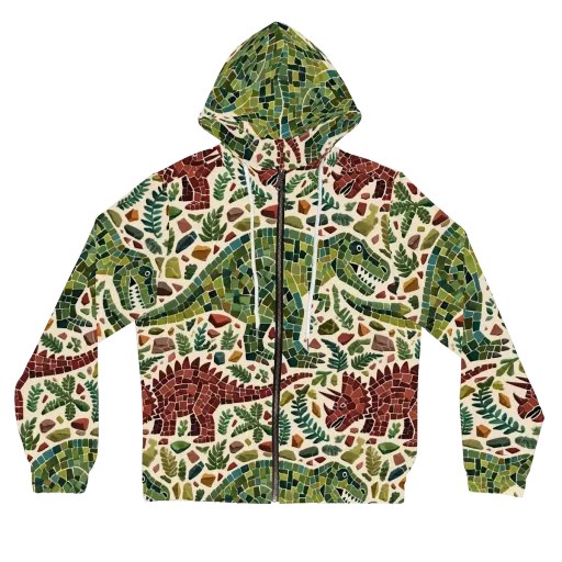Mosaic Jurassic on a Women's Full-Zip Hoodie