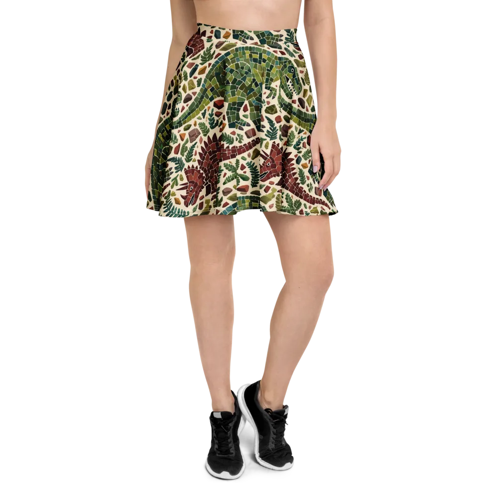 Mosaic Jurassic on Skater Skirt — Front