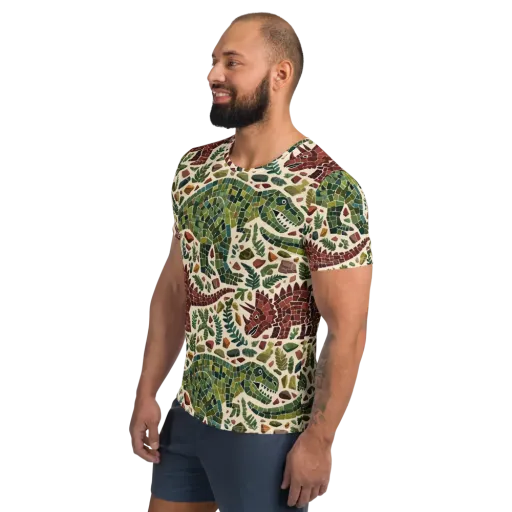 Mosaic Jurassic on a Men's Athletic T-Shirt