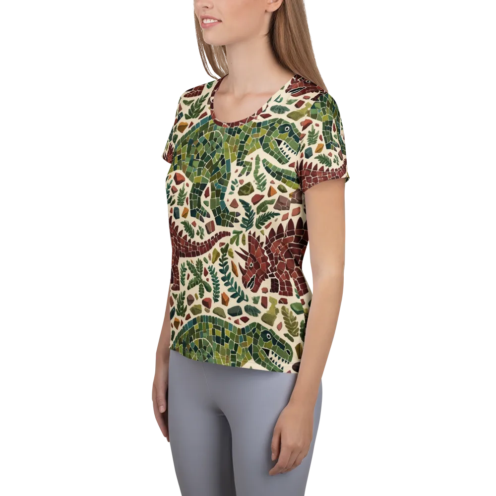 Mosaic Jurassic on Women's Athletic T-Shirt — Left