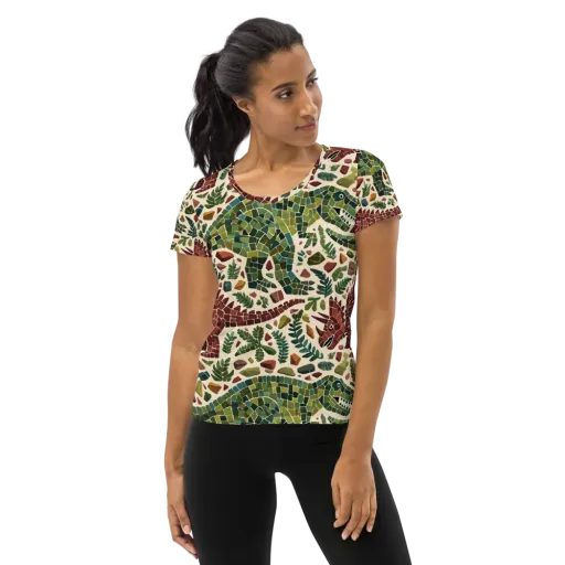 Mosaic Jurassic on a Women's Athletic T-Shirt