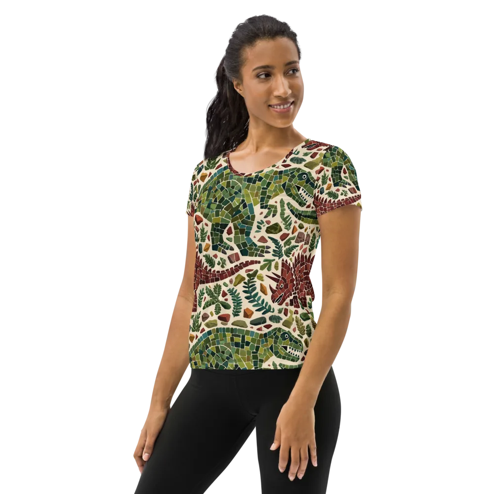 Mosaic Jurassic on Women's Athletic T-Shirt — Left