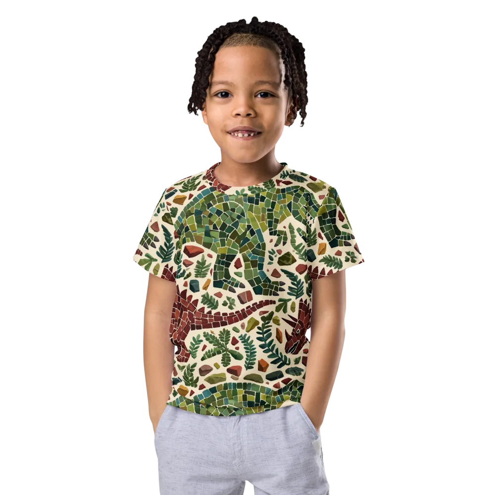 Mosaic Jurassic on Kids Crew Neck T-Shirt — Front
