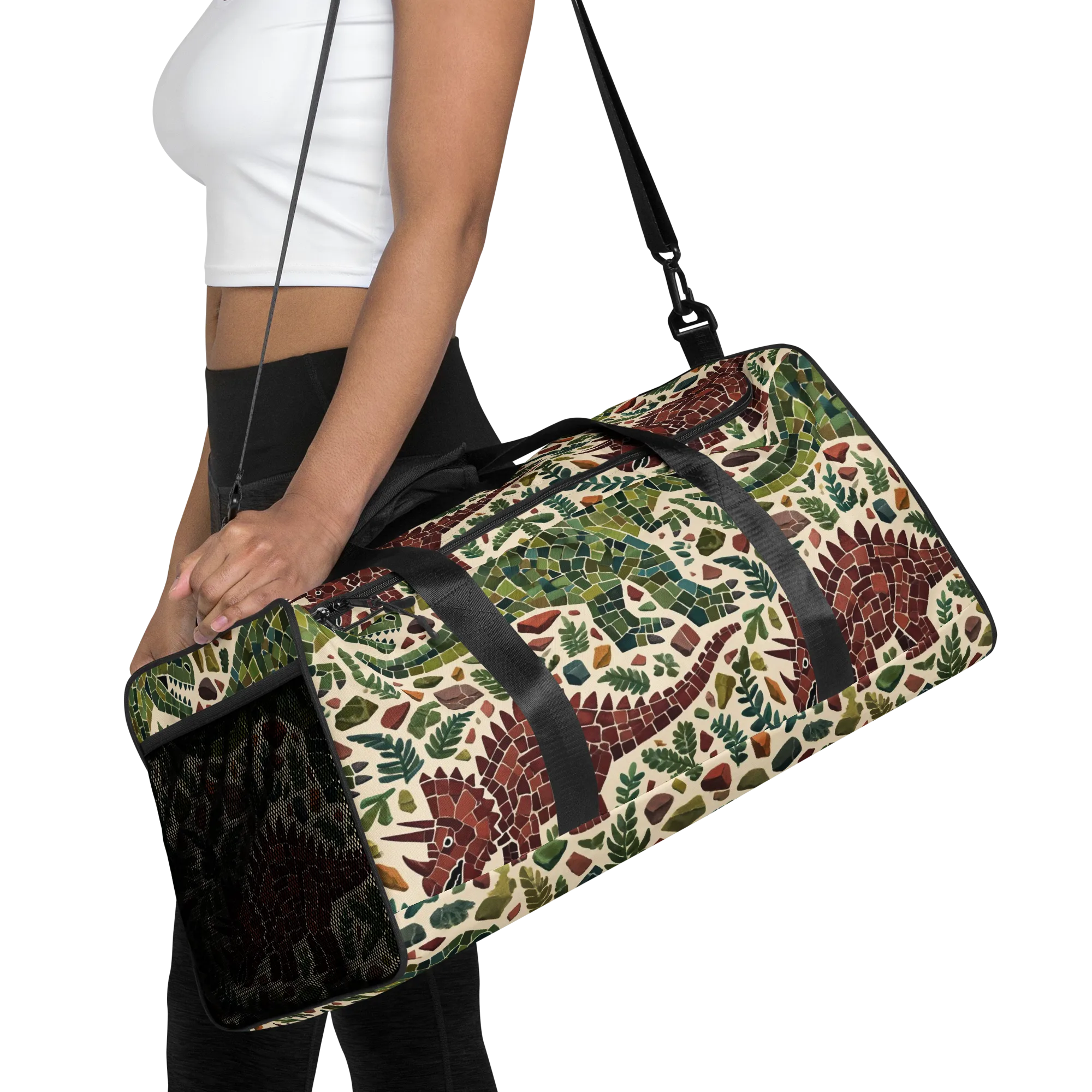 Mosaic Jurassic on Duffle Bag — Front
