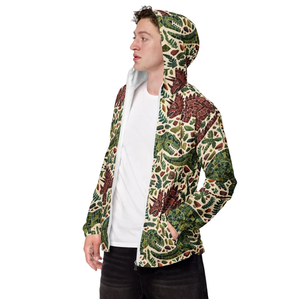 Mosaic Jurassic on Men's Windbreaker — Left Front
