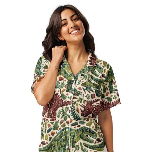 Mosaic Jurassic on a Women's Short Sleeve Pajama Top
