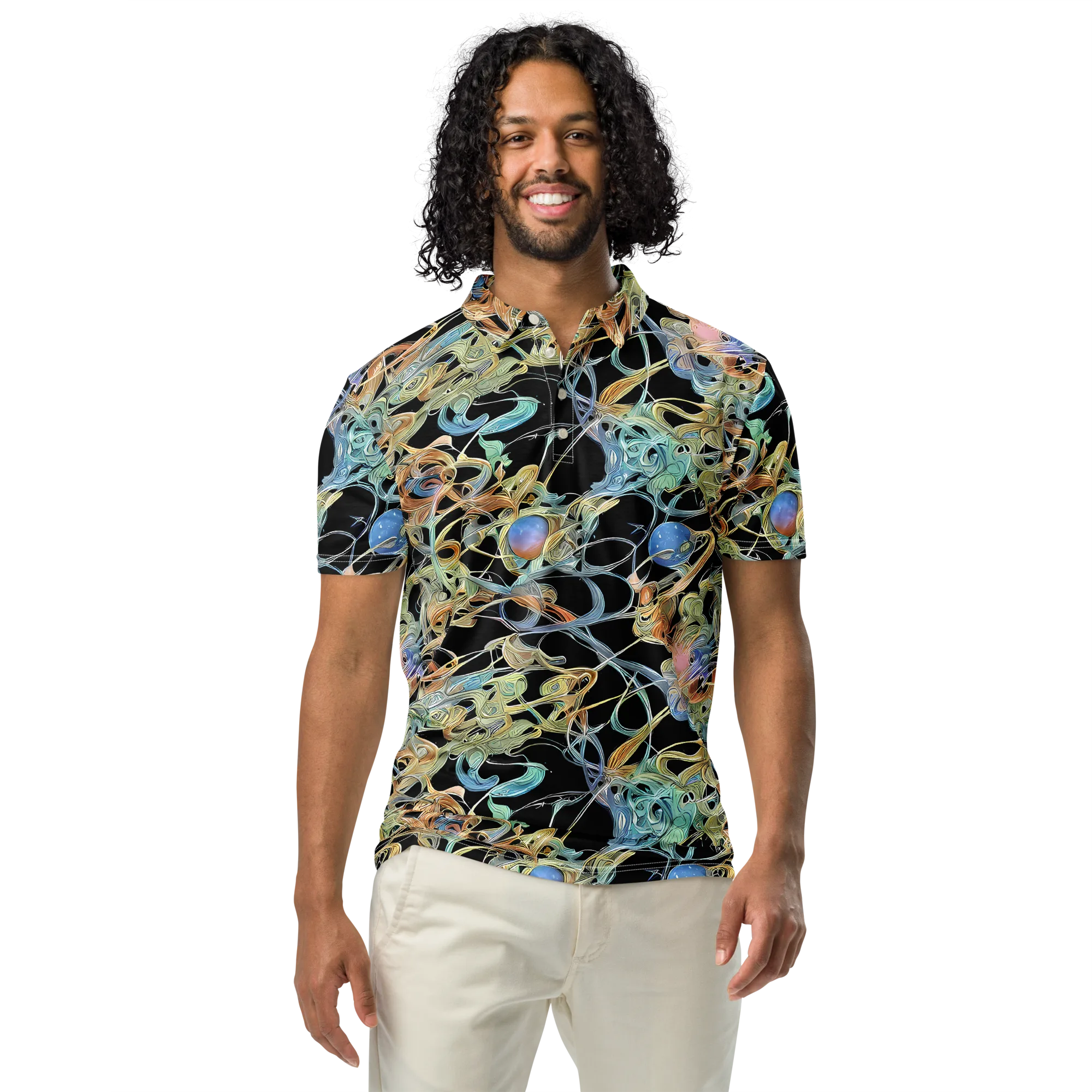 Infinite Mist on Men's Slim Fit Polo Shirt — Front