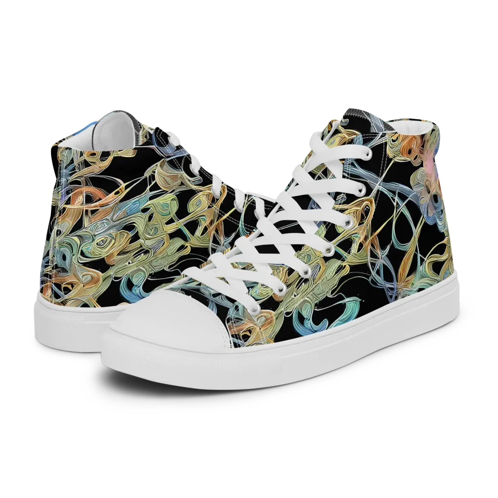 Infinite Mist on Men's High Top Canvas Shoes — Left