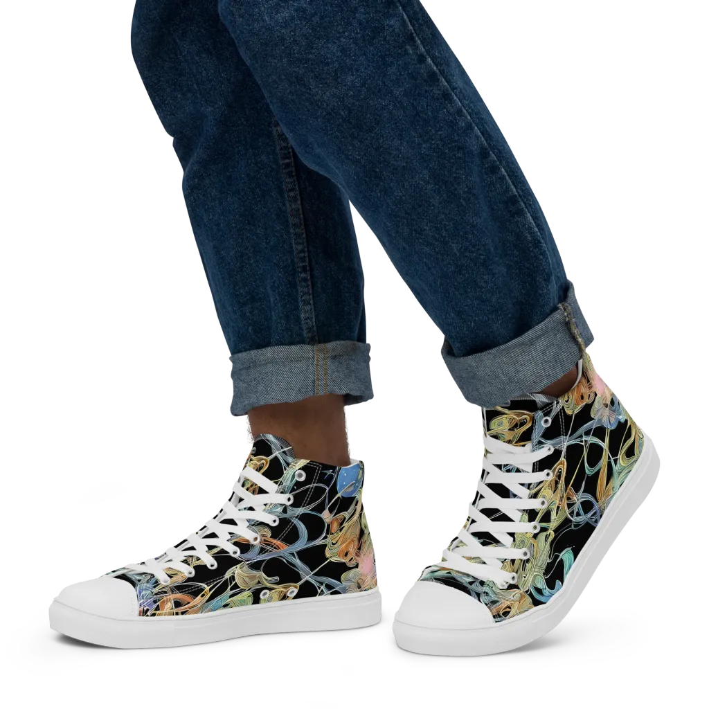 Infinite Mist on Men's High Top Canvas Shoes — Left