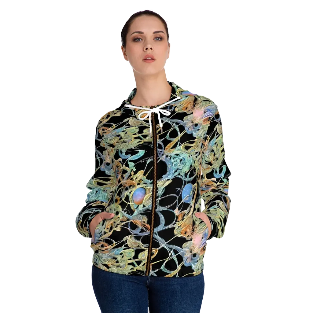 Infinite Mist on Women's Full-Zip Hoodie — Front On Person
