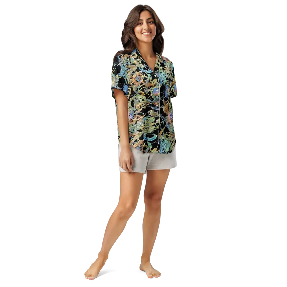 Infinite Mist on Women's Short Sleeve Pajama Top — Front