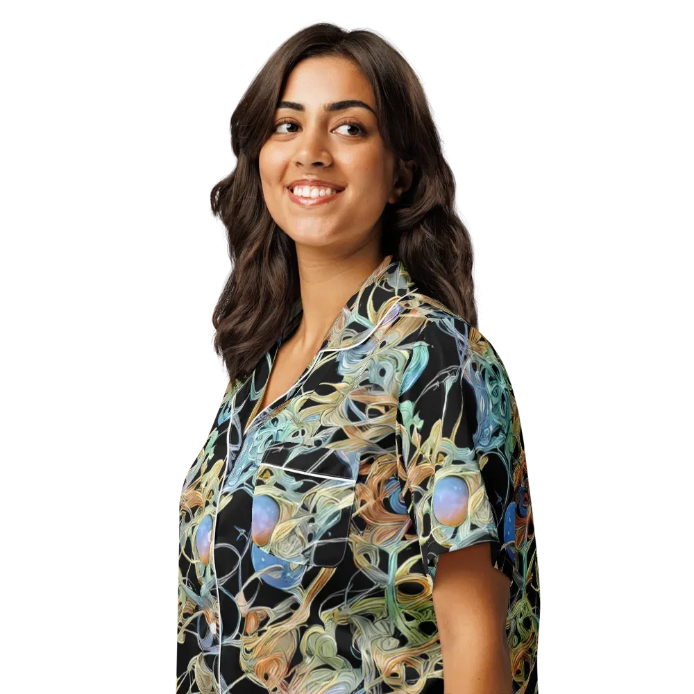 Infinite Mist on Women's Short Sleeve Pajama Top — Left Front