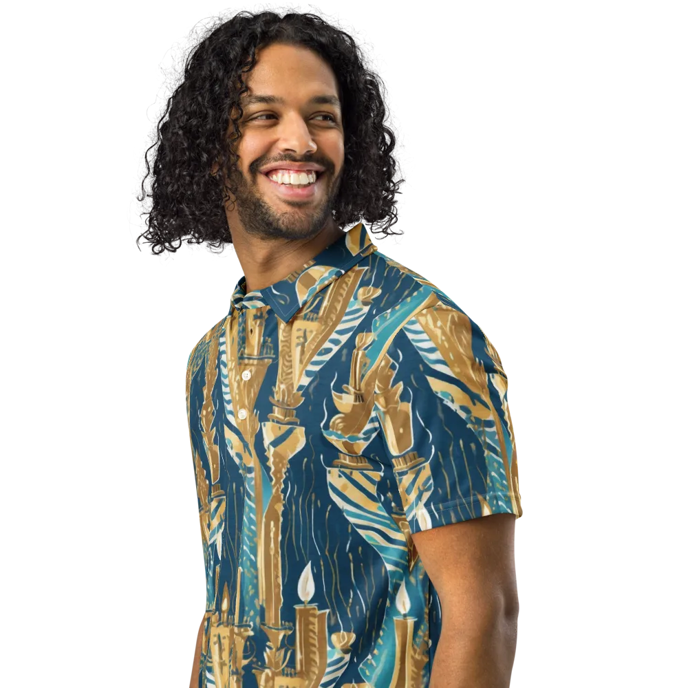 Gilded Flame on Men's Slim Fit Polo Shirt — Left Front