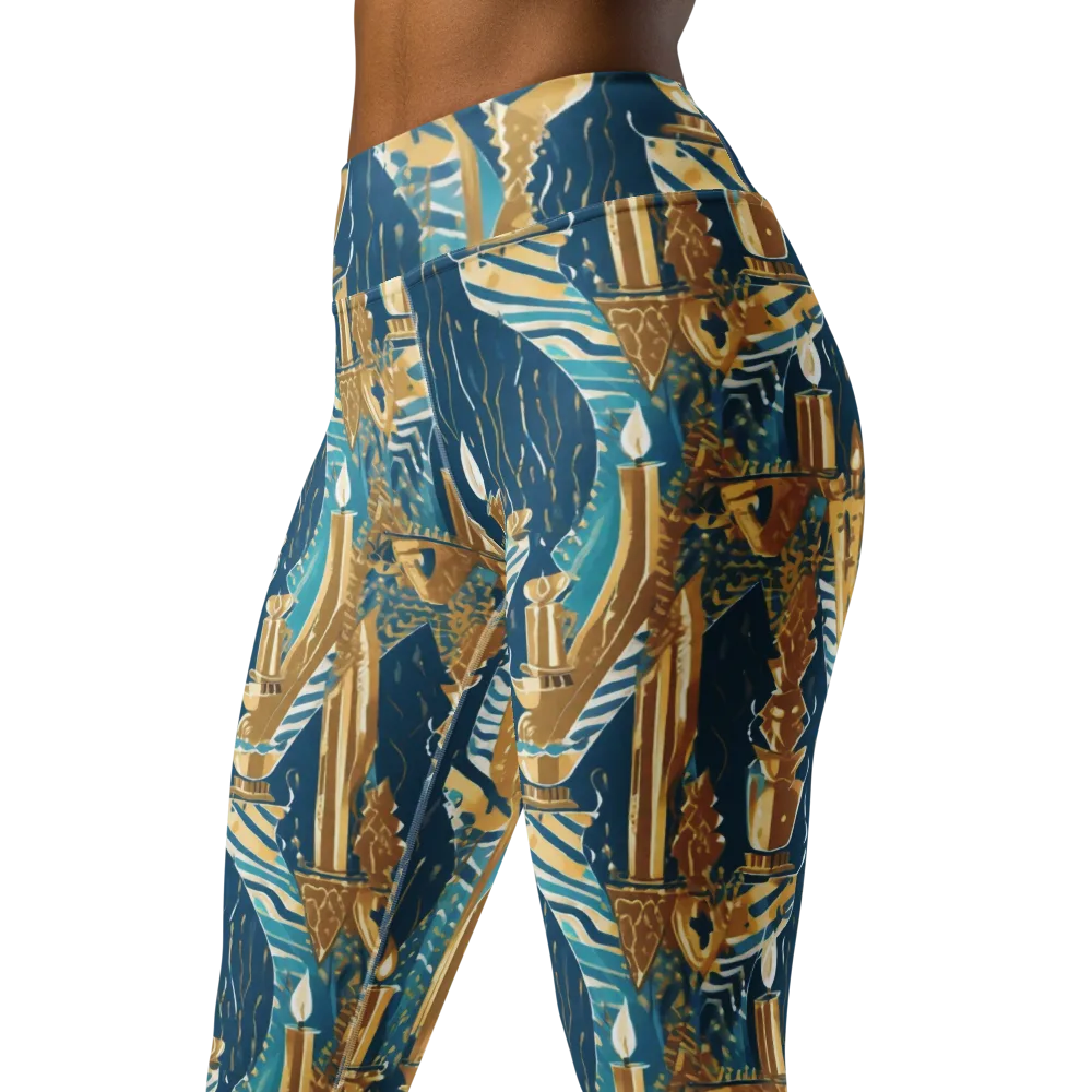 Gilded Flame on Yoga Leggings — Left Front
