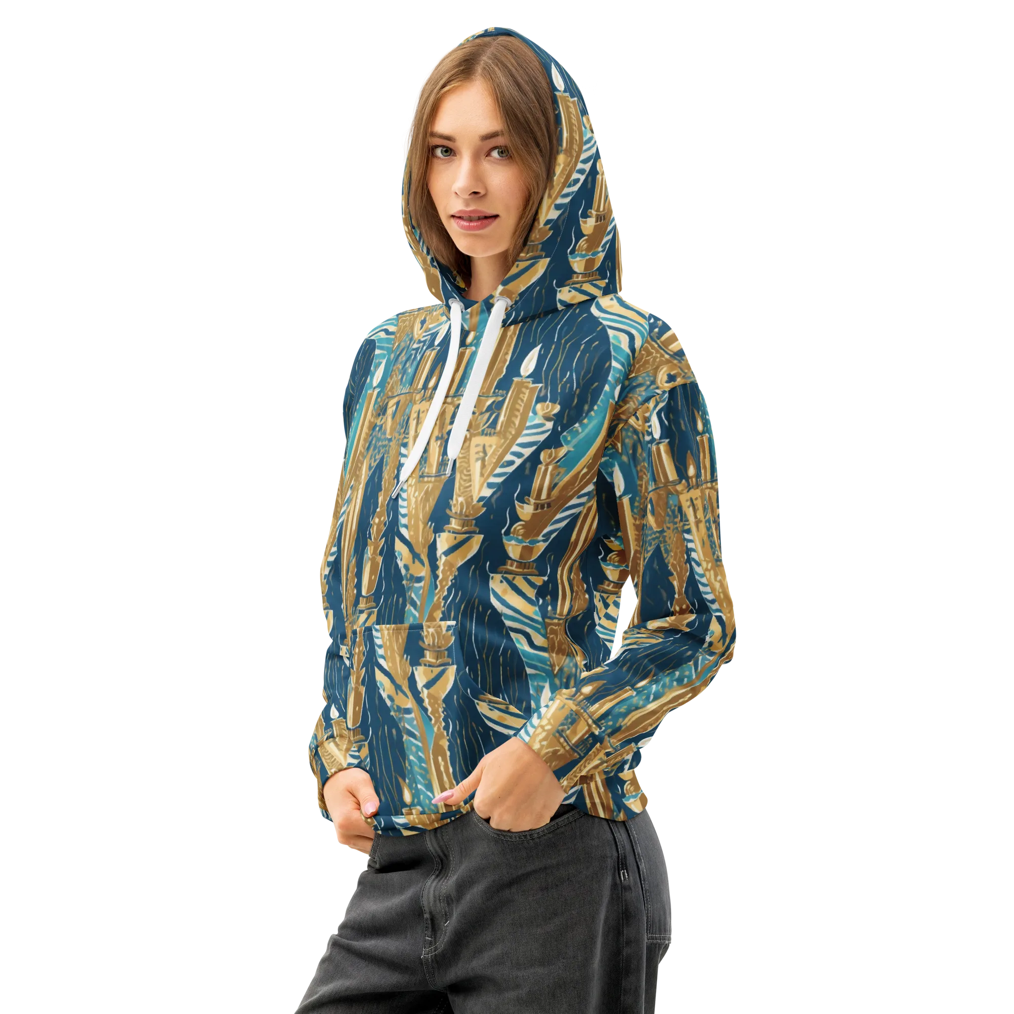 Gilded Flame on Cotton Hoodie — Left Front