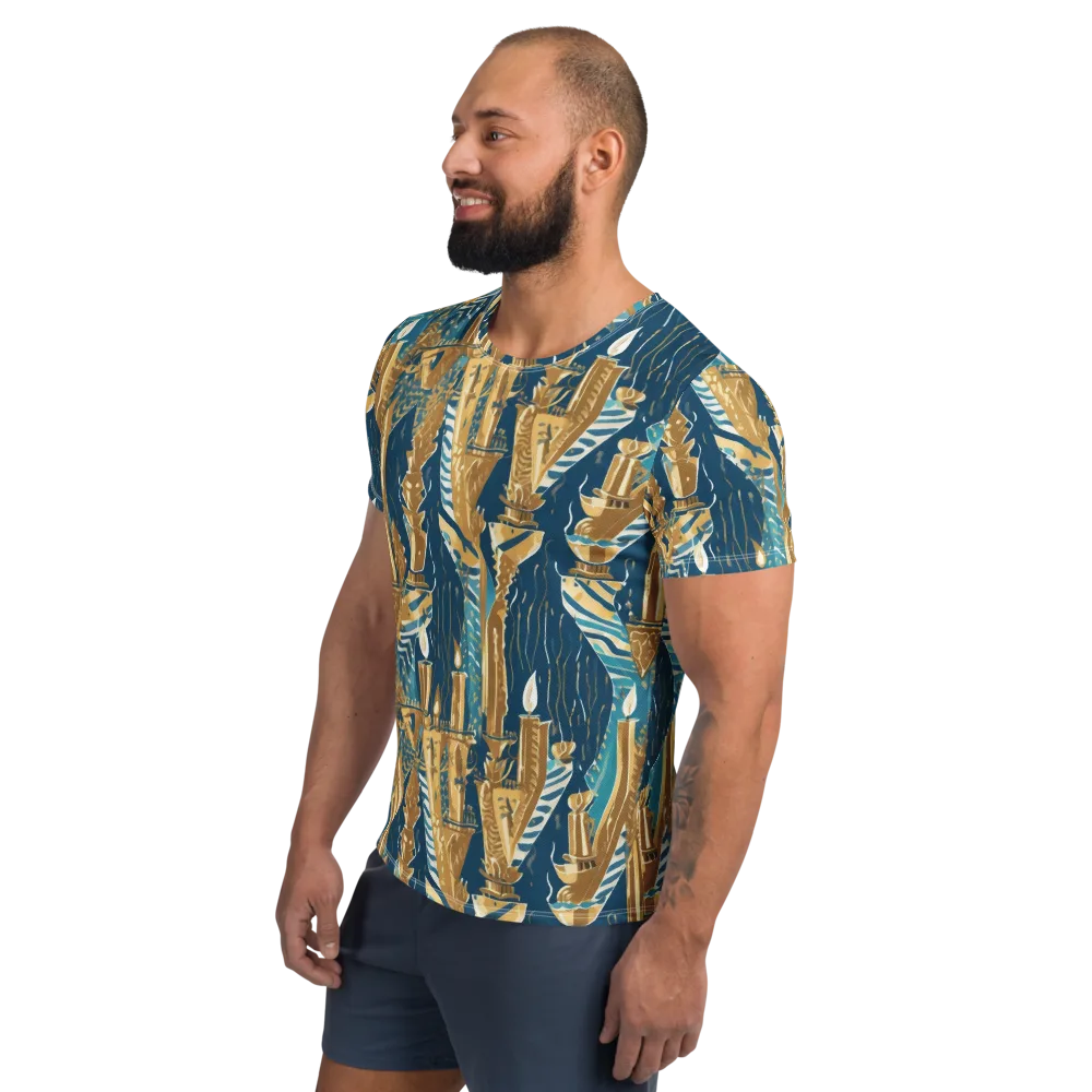 Gilded Flame on Men's Athletic T-Shirt — Left