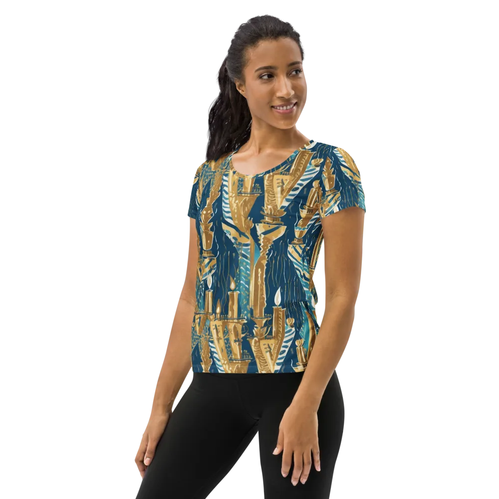 Gilded Flame on Women's Athletic T-Shirt — Left