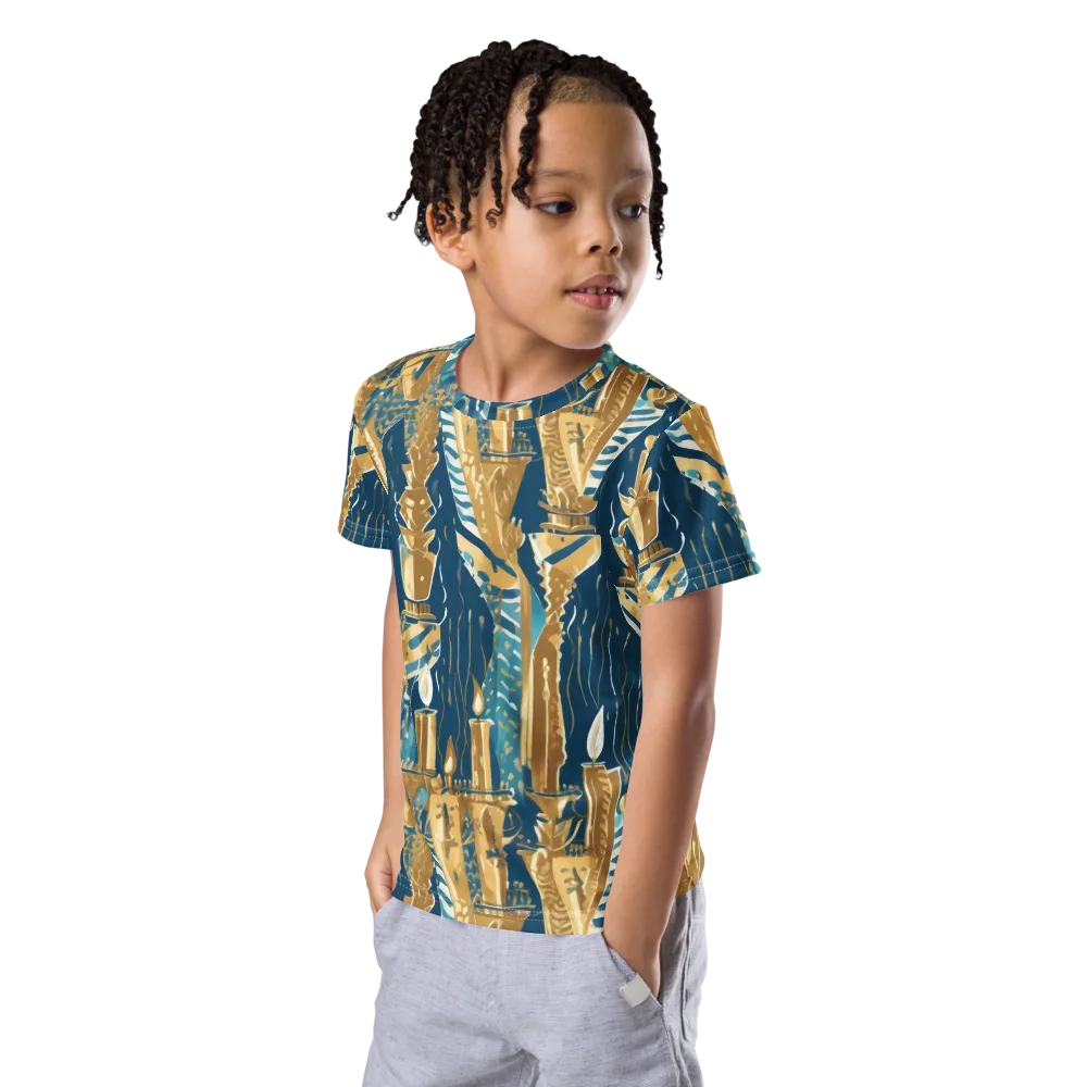 Gilded Flame on Kids Crew Neck T-Shirt — Left Front