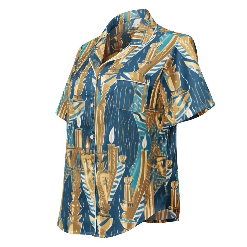 Gilded Flame on Women's Short Sleeve Pajama Top — Left Front