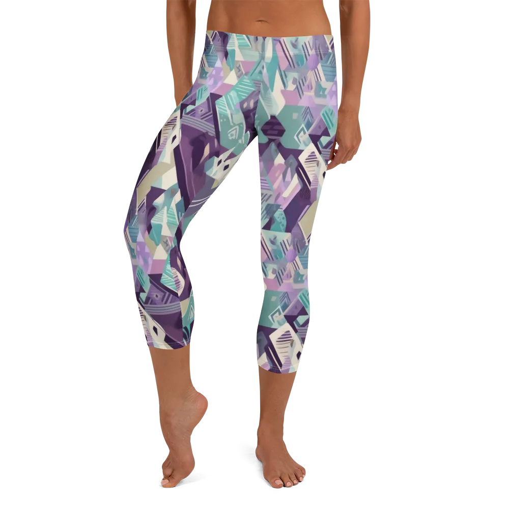 Lavender Circuit on Capri Leggings — Front