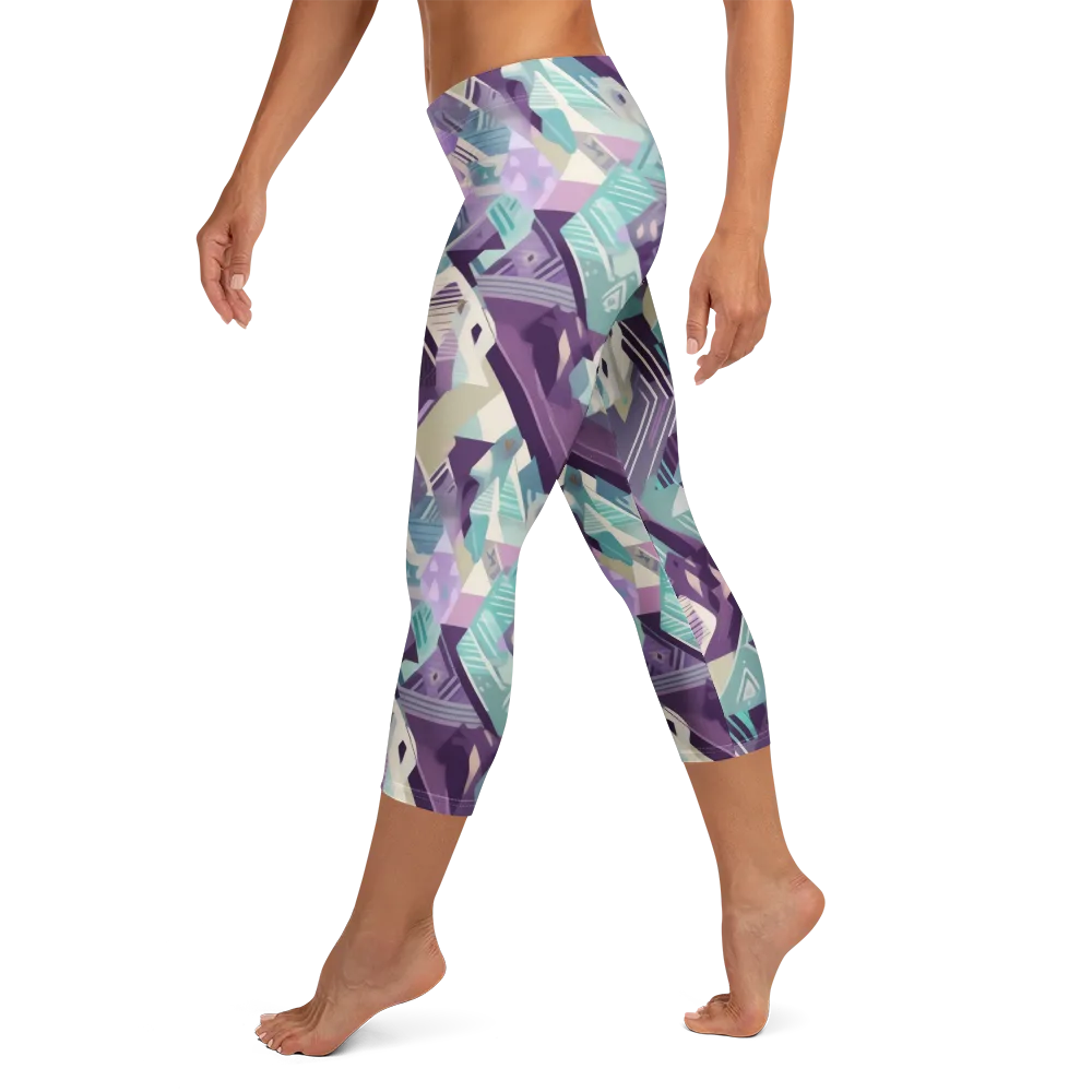 Lavender Circuit on Capri Leggings — Left