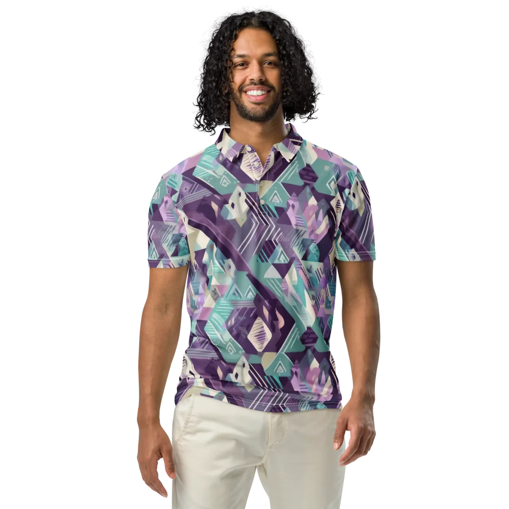 Lavender Circuit on Men's Slim Fit Polo Shirt — Front