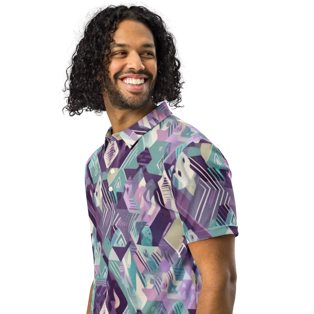 Lavender Circuit on Men's Slim Fit Polo Shirt — Left Front