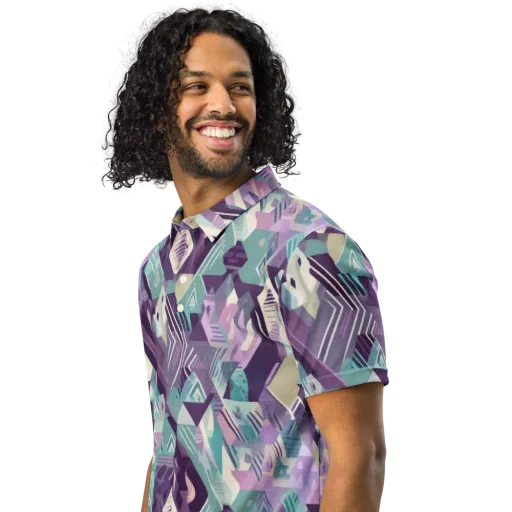 Lavender Circuit on a Men's Slim Fit Polo Shirt