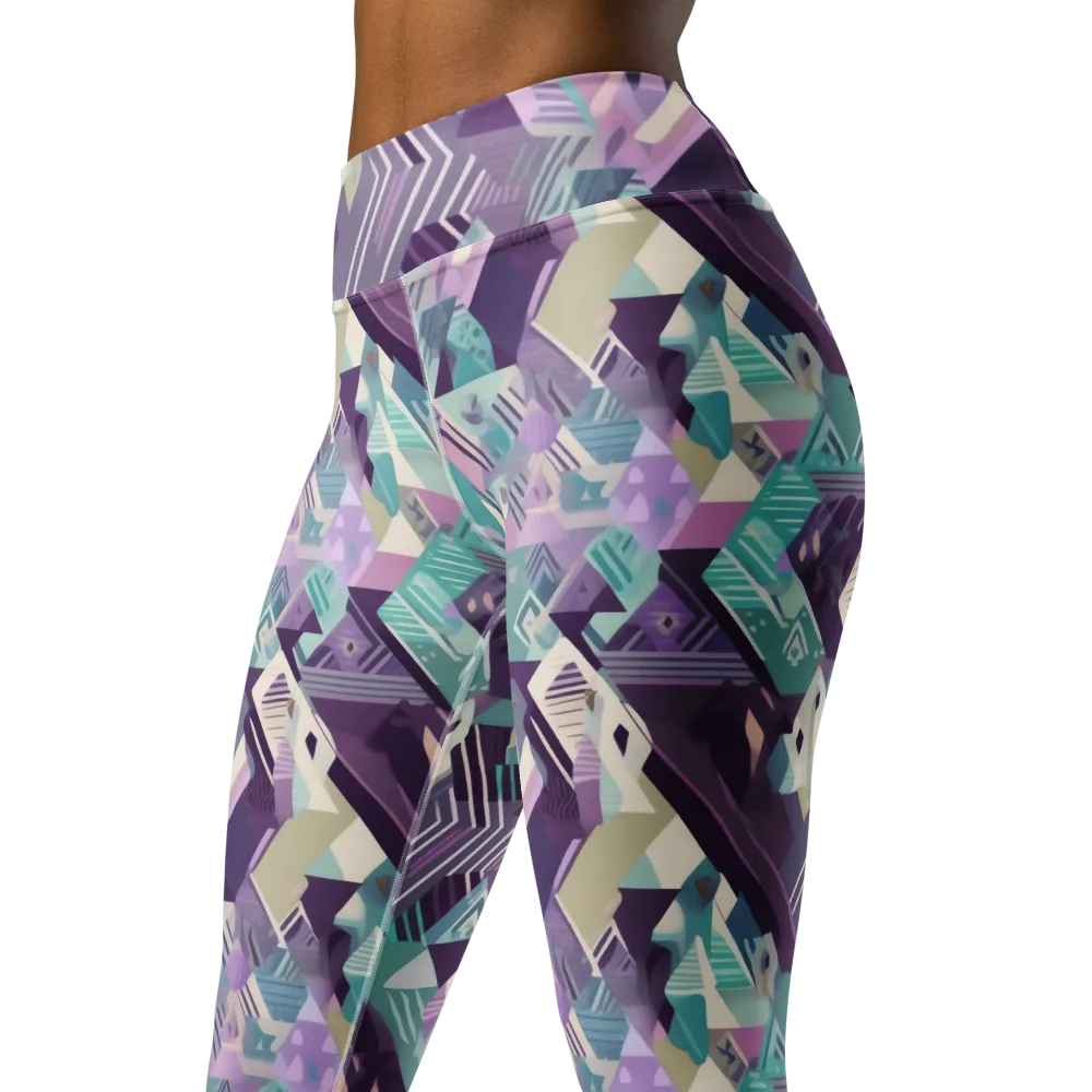 Lavender Circuit on Yoga Leggings — Left Front