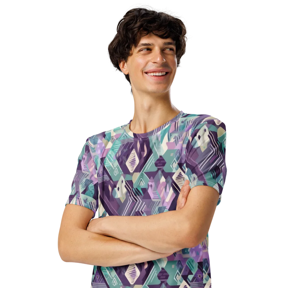 Lavender Circuit on Men's Crew Neck T-Shirt — Left Front
