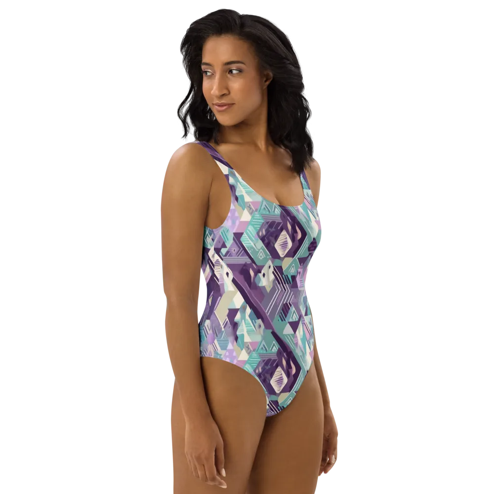 Lavender Circuit on One-Piece Swimsuit — Right