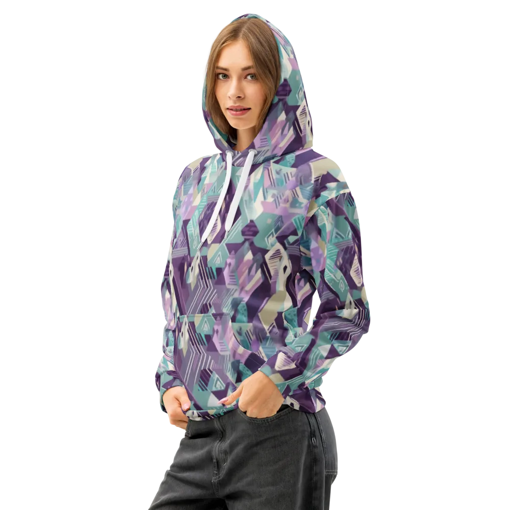 Lavender Circuit on Cotton Hoodie — Left Front