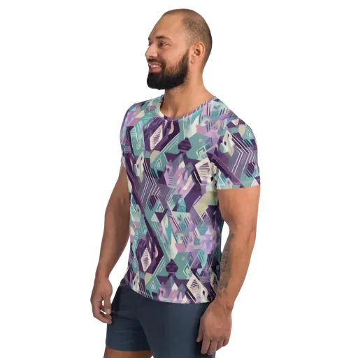 Lavender Circuit on a Men's Athletic T-Shirt