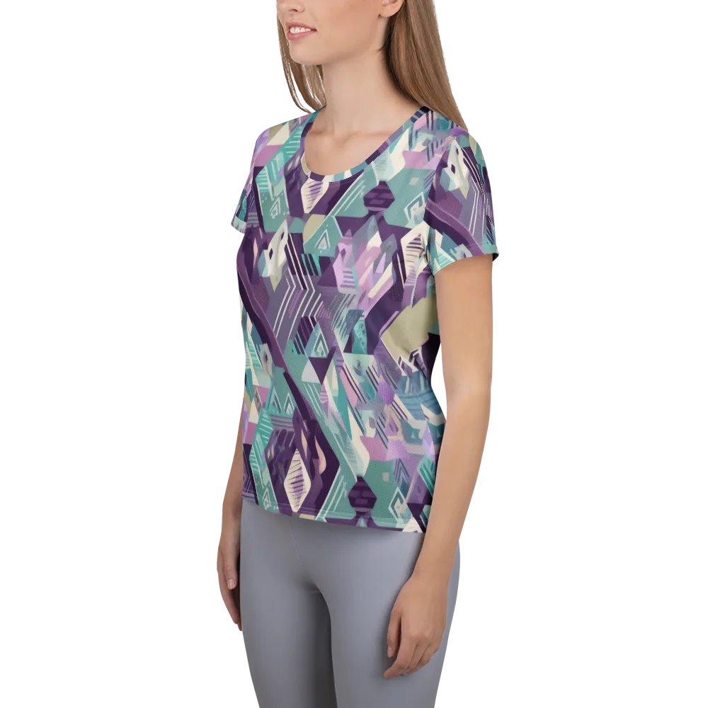 Lavender Circuit on Women's Athletic T-Shirt — Left