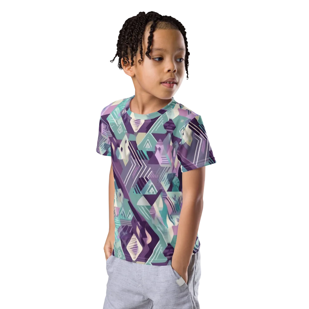 Lavender Circuit on Kids Crew Neck T-Shirt — Left Front