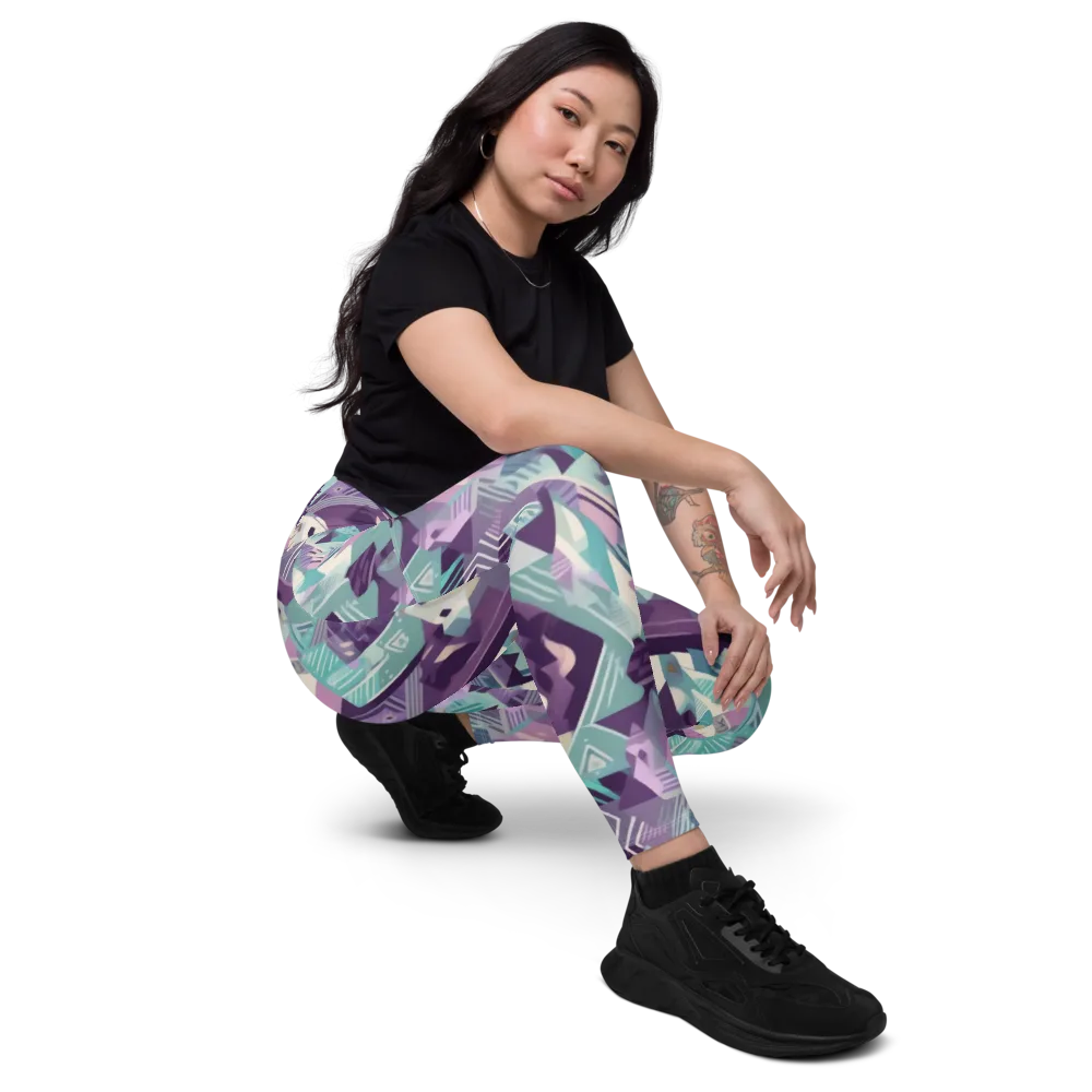 Lavender Circuit on Leggings with Pockets — Right Front