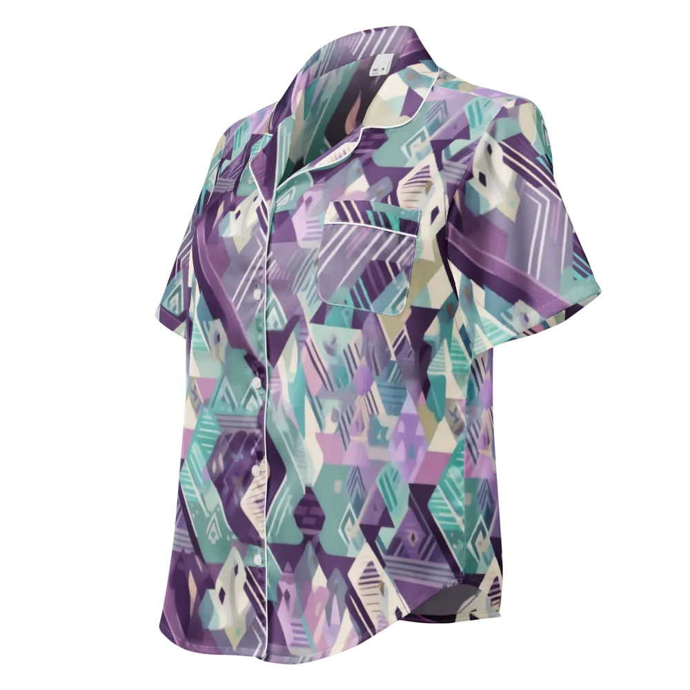Lavender Circuit on Women's Short Sleeve Pajama Top — Left Front