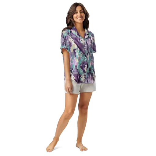 Lavender Circuit on a Women's Short Sleeve Pajama Top