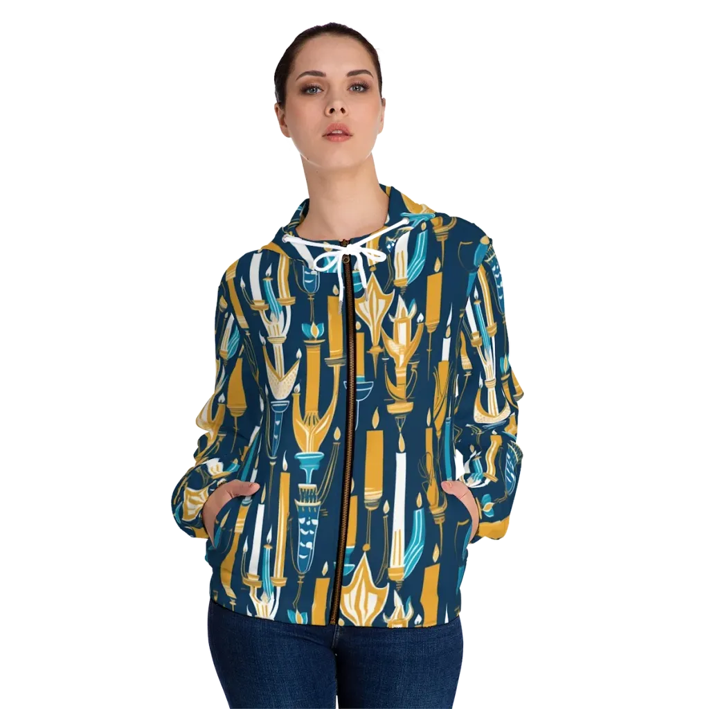 Candlelight Court on Women's Full-Zip Hoodie — Front On Person