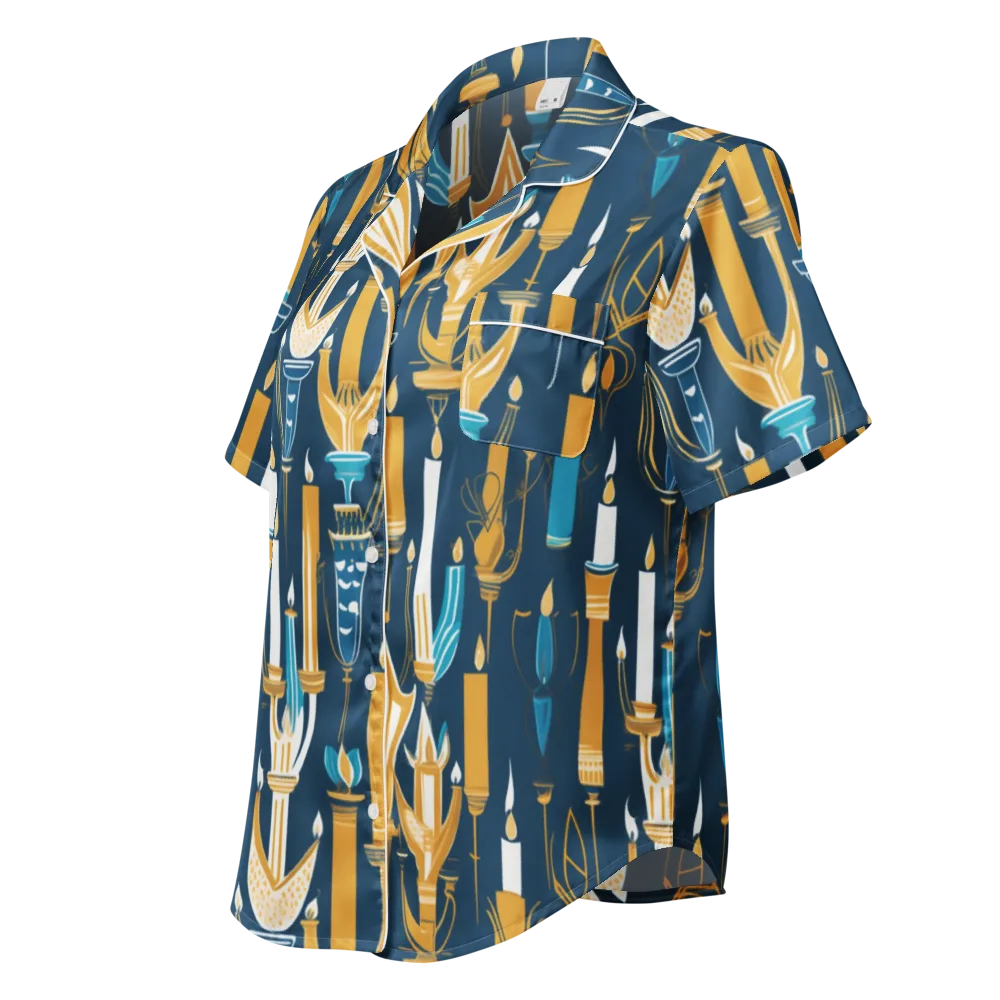 Candlelight Court on Women's Short Sleeve Pajama Top — Left Front