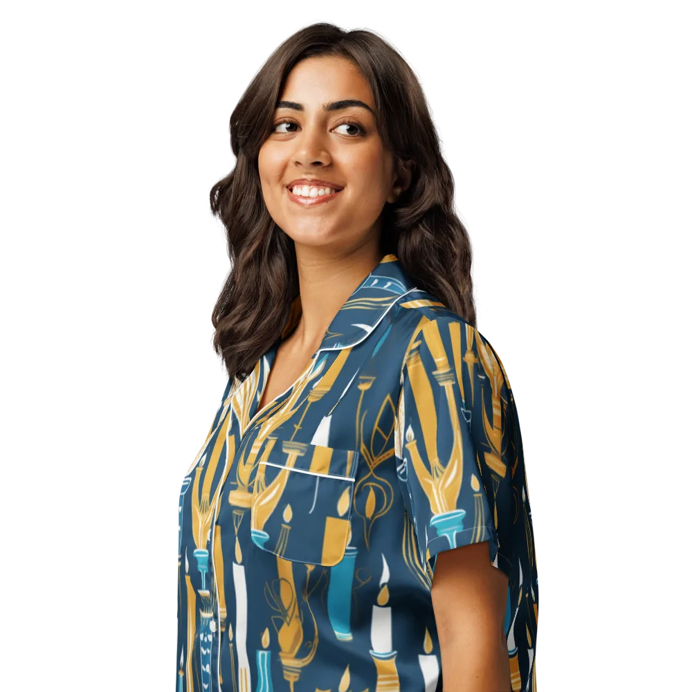 Candlelight Court on Women's Short Sleeve Pajama Top — Left Front