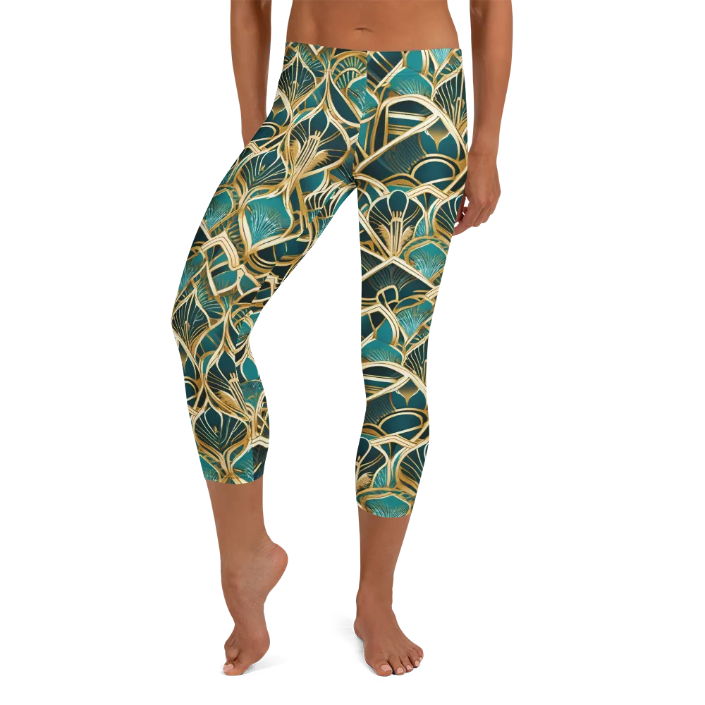 Gilded Botanicals on Capri Leggings — Front